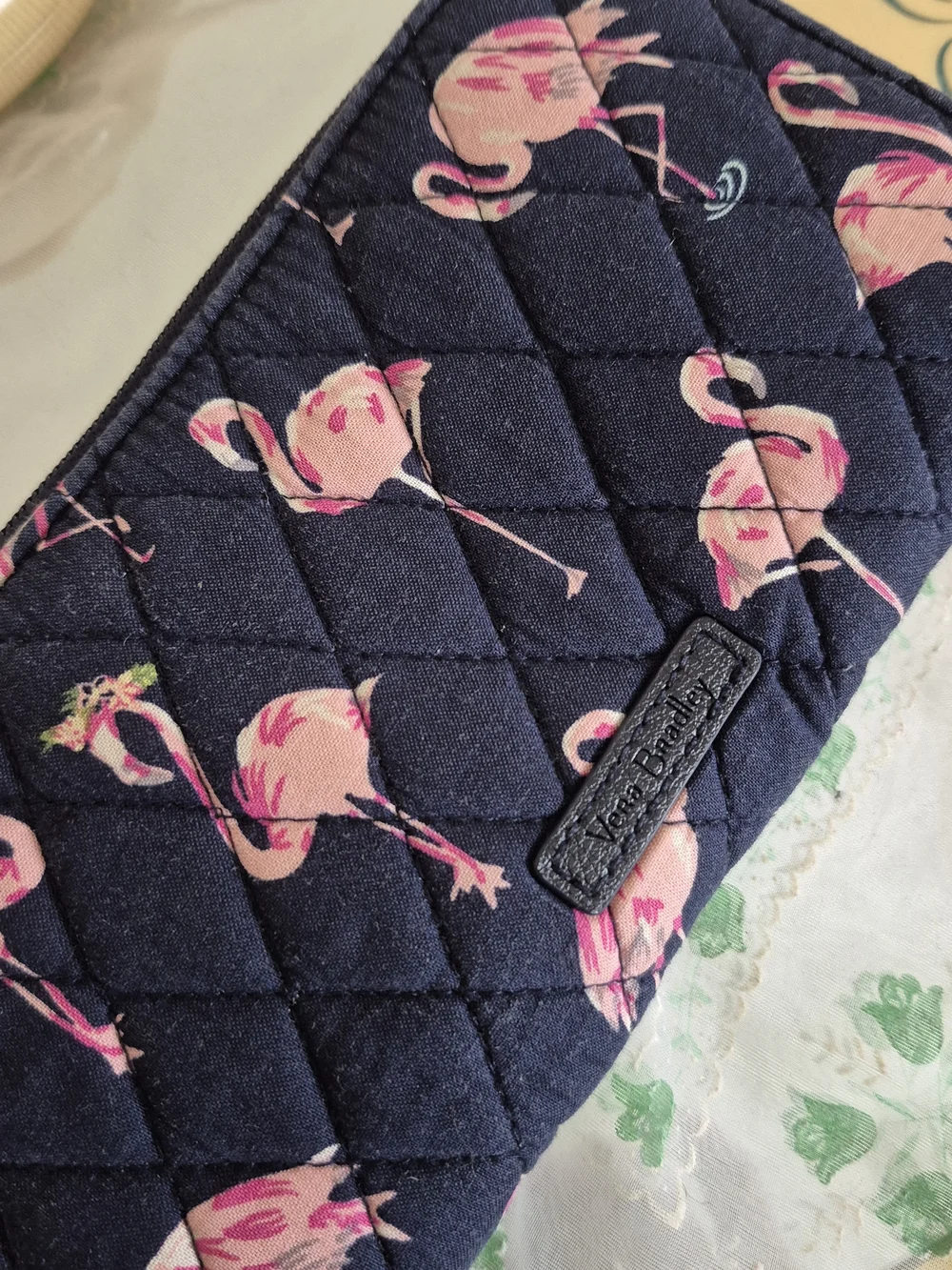 Vera Bradley Quilted Flamingo Zip Wallet - Navy & Pink - Picture 3 of 8